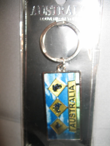 Australian Souvenir Keychain -Australian Symbols(Rectangle,Blue)