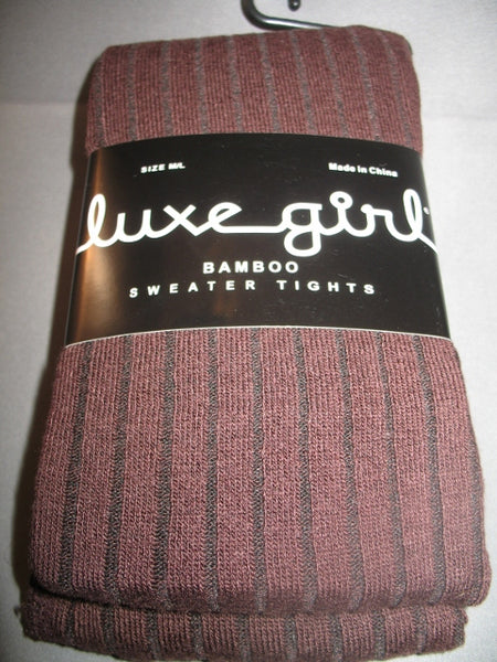 Luxegirl Bamboo Sweater Tights (Brown Stripe, S/M)