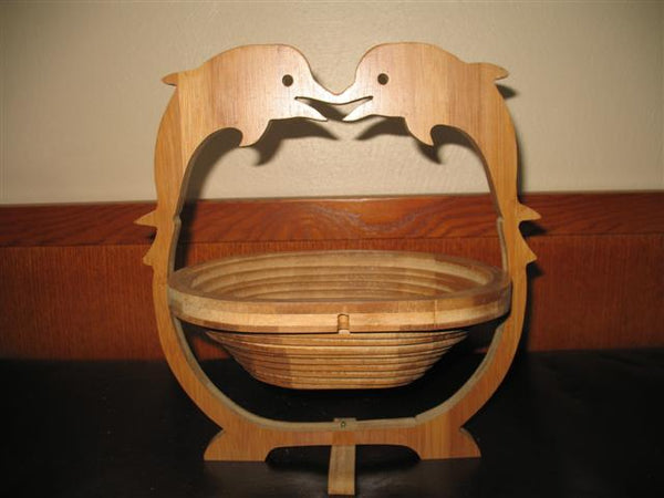 Natural Bamboo Collapsible Basket (Double Dolphins) w/ BonusSet