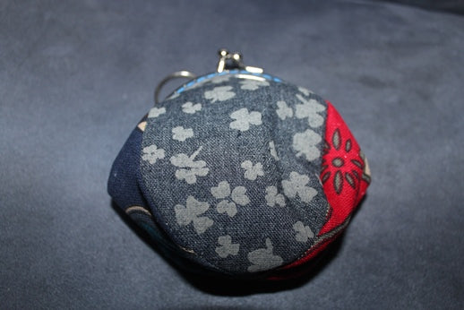 Handmade Purse (floating leaves - blue & red)
