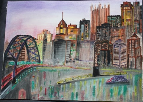 Handpainted "Pittsburgh Downtown" Watercolor