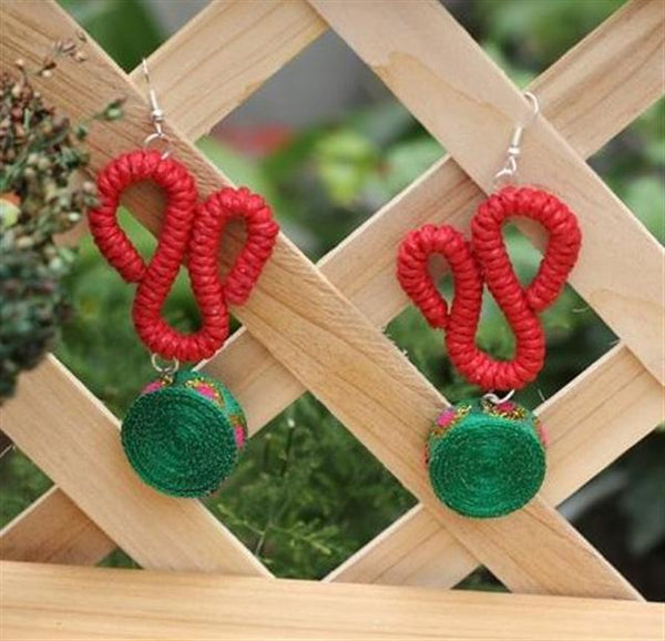 Handmade Woven Earring (red, green, multi colors)