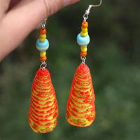 Handmade Woven Earring (orange, yellow)