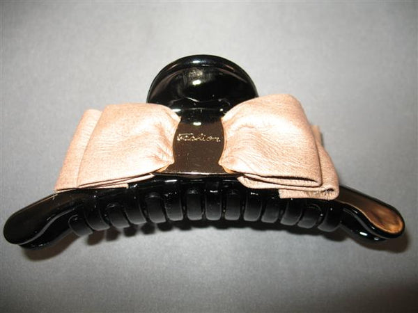 Barrette/ Hair Clasp with Double Ribbons - SandyBrown