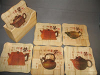 Bamboo Coaster Set of 6 (tea pots)