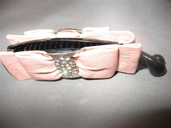 Barrette/ Hair Clasp with Double Ribbons Long - Light Pink