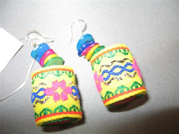 Handmade Woven Earring (yellow, green, pink, multi colors, beads