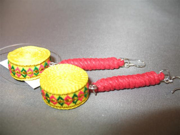 Handmade Woven Earring (yellow, red)