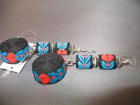 Handmade Woven Earring (black, blue, orange)