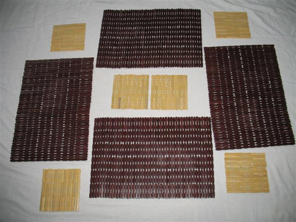 10 pcs Bamboo Block Placemats (Mahogany color)/Trivets(Natural c