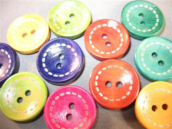 Colorful Wood Buttons 3/4"