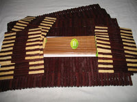 20PcsBamboo Block Placemats,Trivets(natural&mahogany),Chopsticks