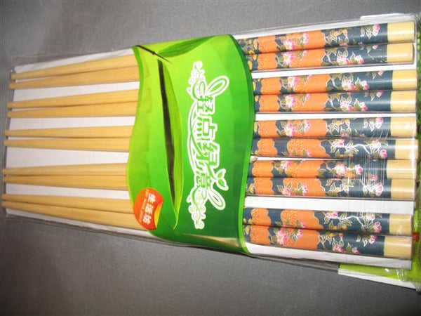 Bamboo Chopsticks (orange flowers, 10 pairs per pack)