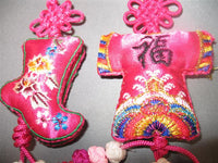 A Set of Embroidered Clothing and Boots Ornaments (DeepPink)