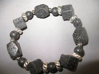 Volcanic Stone Bangle (Black/Silver, Multiple Beads3)
