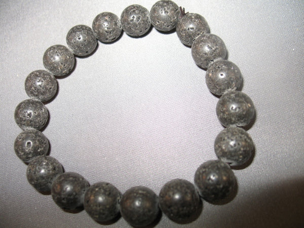 Volcanic Stone Bracelet with Round Beads (Black7)