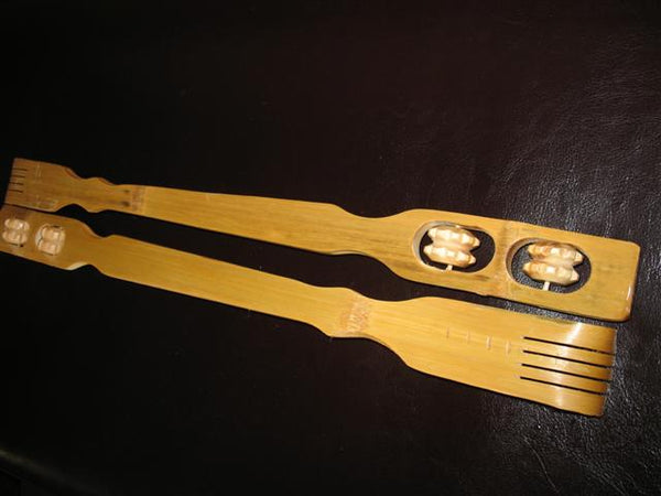 Bamboo Back Scratchers with Massage Wheels