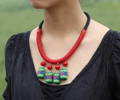 Handmade Woven Necklace (unique, deered, green, multiple colors)