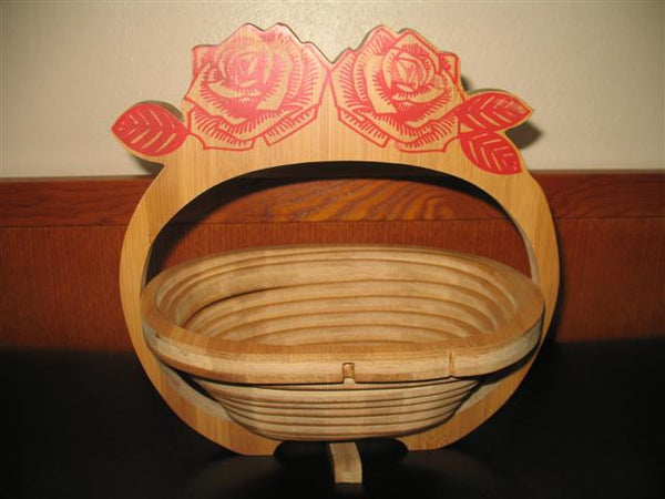 Natural Bamboo Collapsible Basket (Rose is Red) w/ Bonus Set