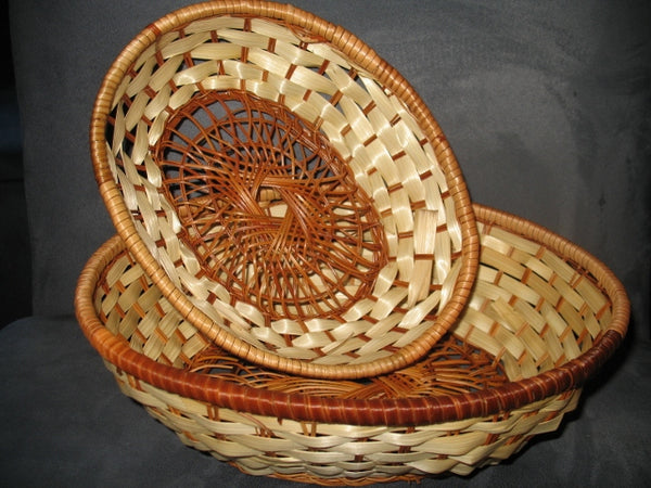 Oval Two-Tone Bamboo Baskets (S)