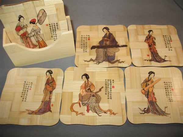 Bamboo Coaster Set (Ancient Beauties)