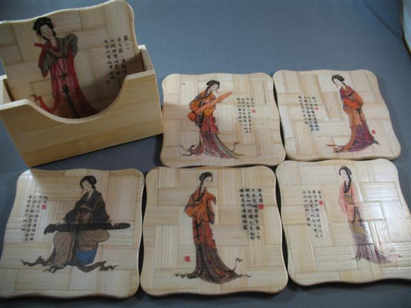 Bamboo Coaster Set (Ancient Beauties)