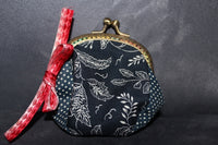 Handmade Purse (Blue & White Patterned Printing) with red ribbon