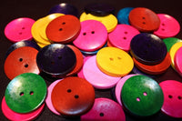 Colorful Wood Buttons 1 1/8"